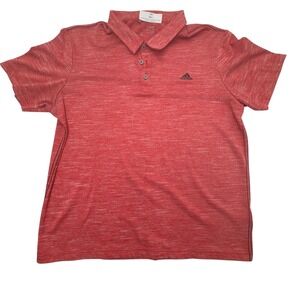 Adidas Golf Shirt Mens Large Red Excellent Space Dye Short Sleeve Polo
